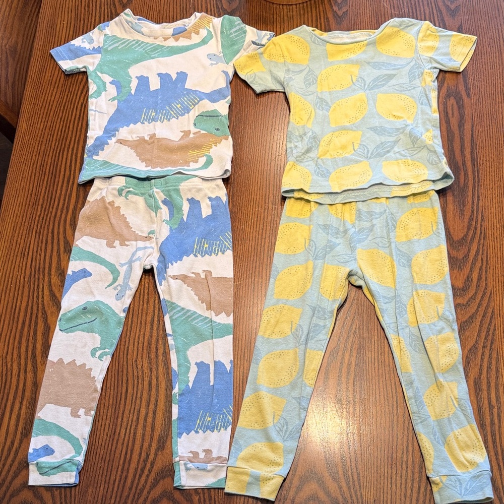 Carter's Dinosaur and Lemon Pajama Set - Blue, Yellow, Green, Brown